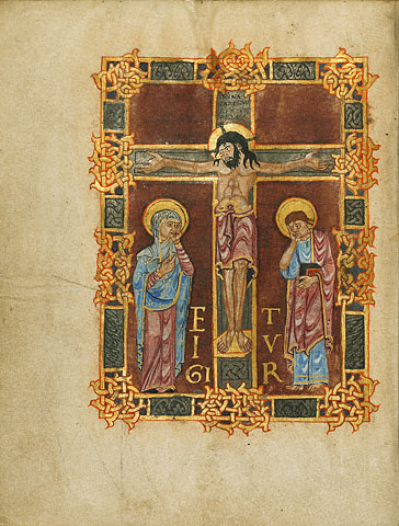 The Crucifixion  ca. 1000-1025 (attributed to Nivardus of Milan) (fl. 1000-1025) J. Paul Getty Museum,  Los Angeles,  CA,  Ms. Ludwig V 1 (83.MF.76), fol. 2v